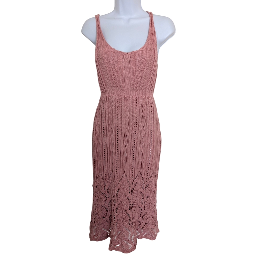 Sleeveless Pink Knit Midi Dress - Picture 3 of 9
